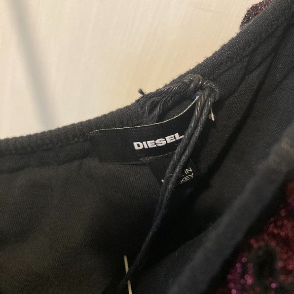 Diesel women's XXS one shoulder striped sparkle shimmer ruffle party dress NWD - Picture 3 of 9